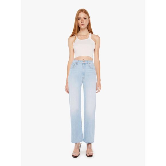 MOTHER The Rambler Zip Flood Jeans in Cherie Cherie Size 26 Light Wash Wide Leg - Picture 3 of 16